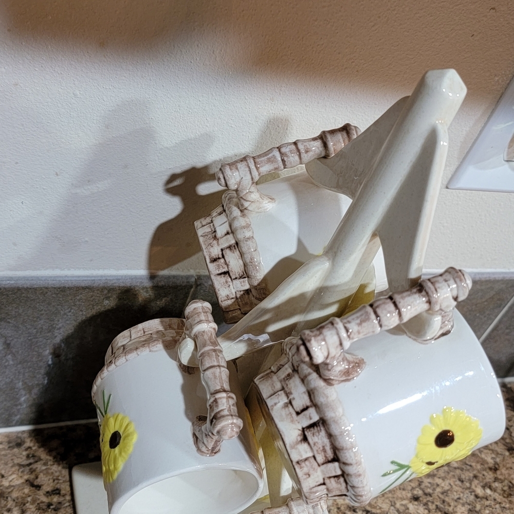 Vintage Daisy Coffee Cup Mug Tree Set Of 6 Home Kitchen Decor Accent - Picture 5 of 16